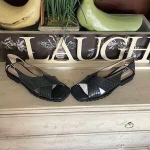 Theory Black Lug Cross Sandals